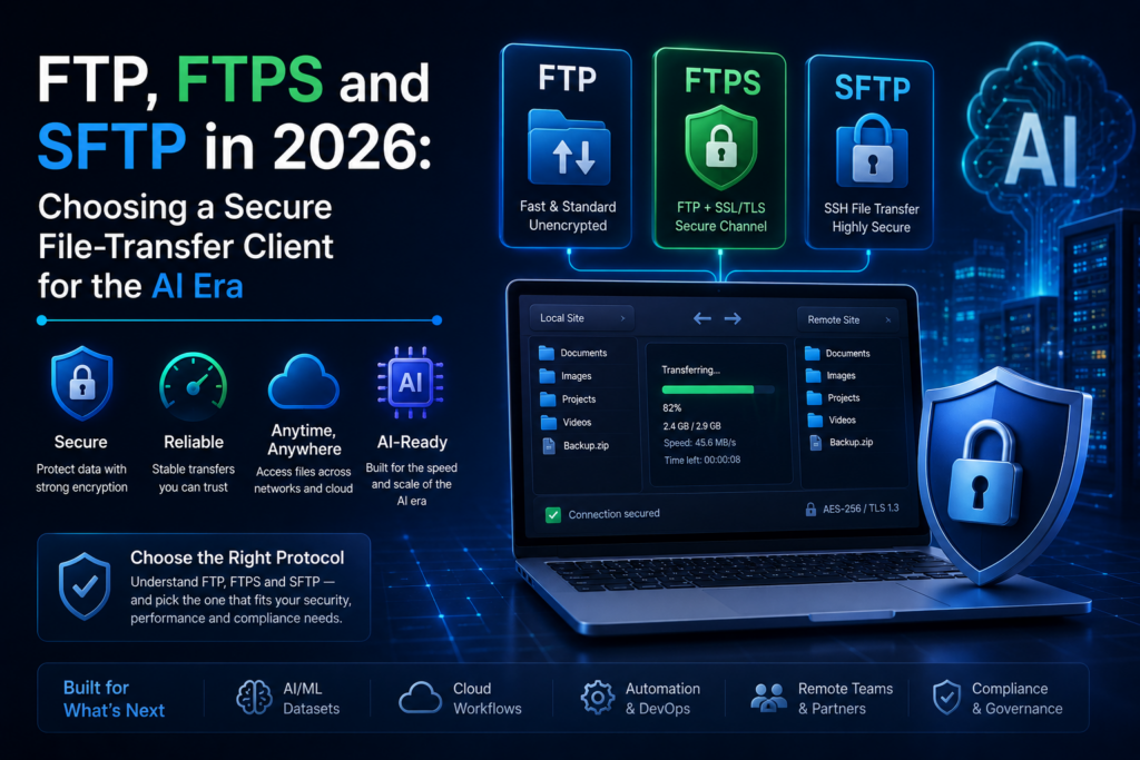 FTP, FTPS and SFTP in 2026: Choosing a Secure File-Transfer Client for the AI Era