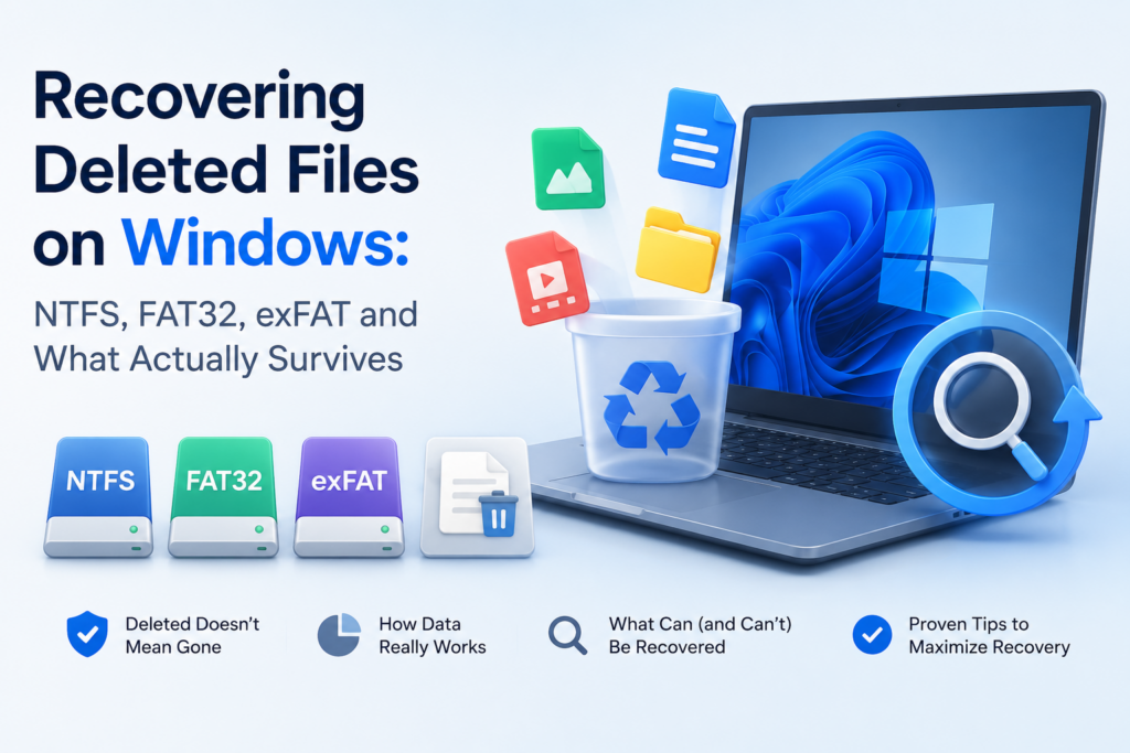 Recovering Deleted Files on Windows: NTFS, FAT32, exFAT and What Actually Survives