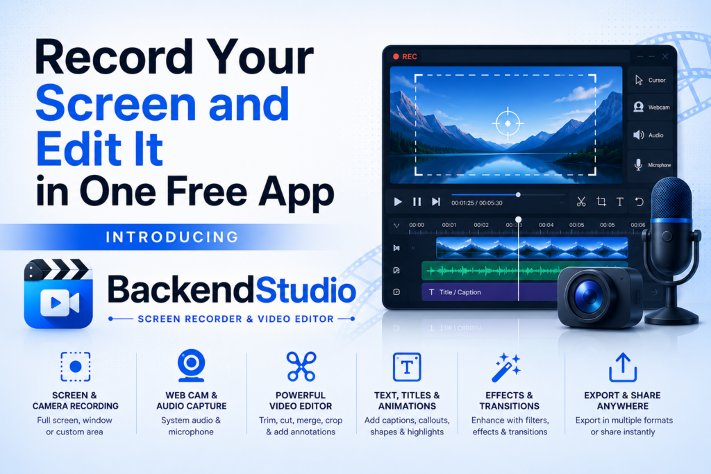 Record Your Screen and Edit It in One Free App: Introducing BackendStudio