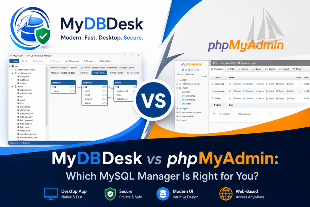 MyDBDesk vs phpMyAdmin: Which MySQL Manager Is Right for You?