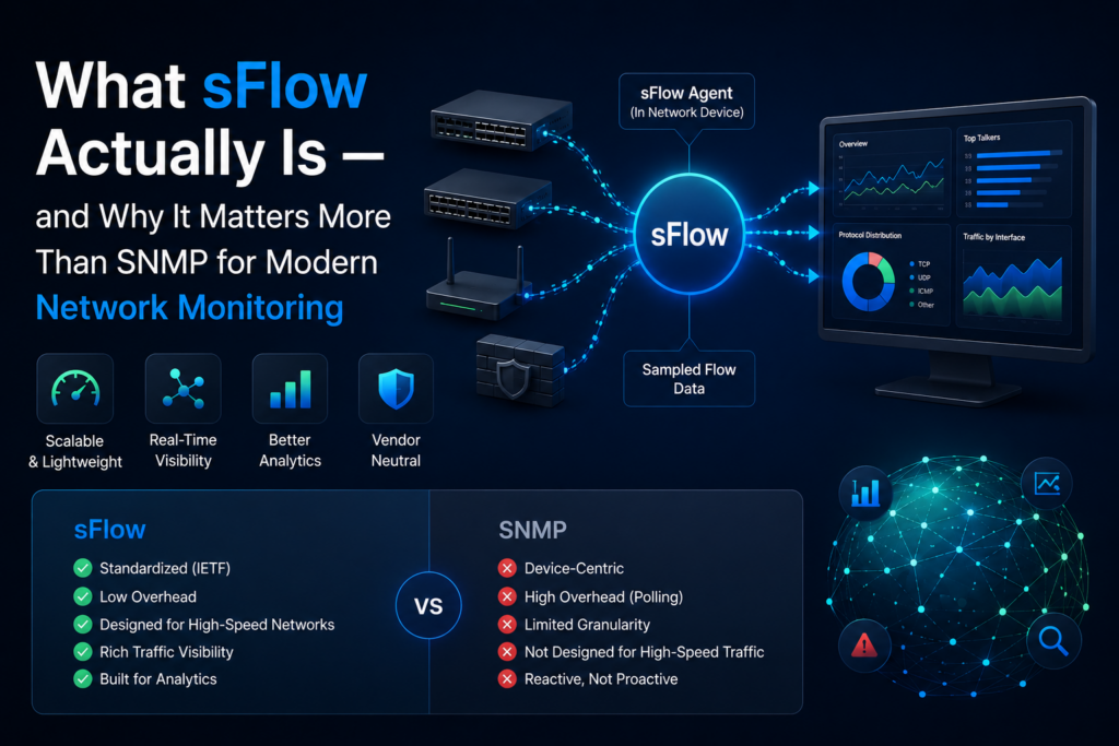 What sFlow Actually Is — and Why It Matters More Than SNMP for Modern Network Monitoring