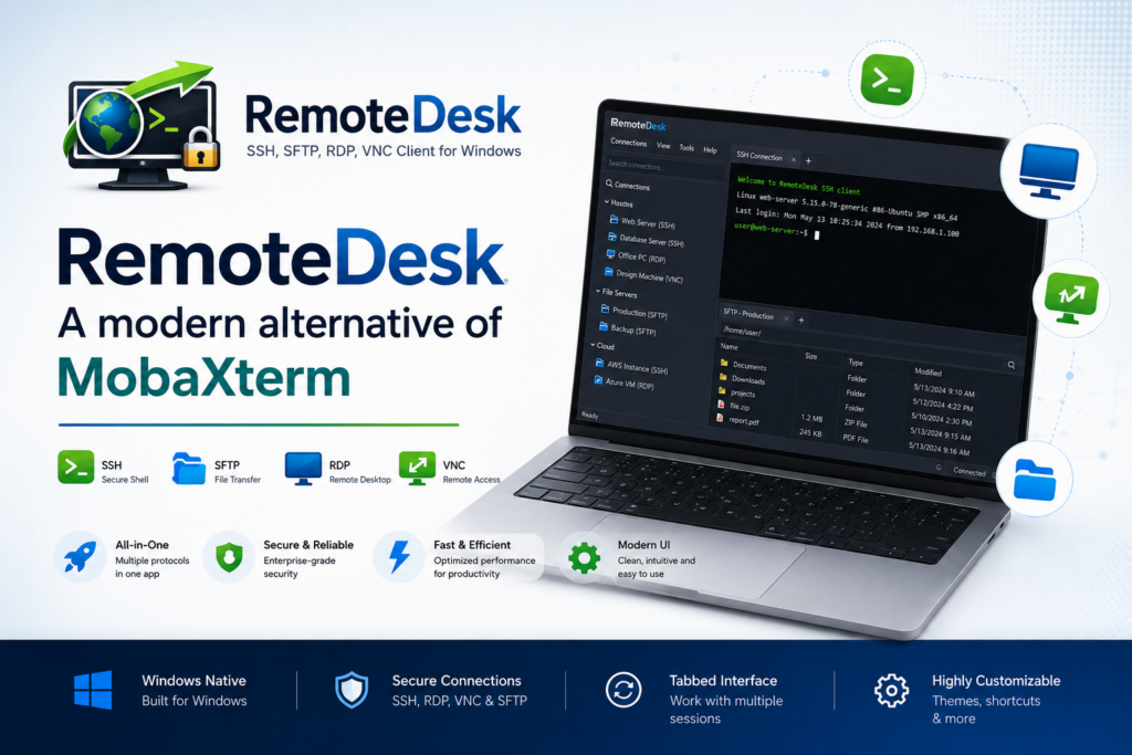 RemoteDesk: A Modern MobaXterm Alternative for Remote Linux and Windows Server Access