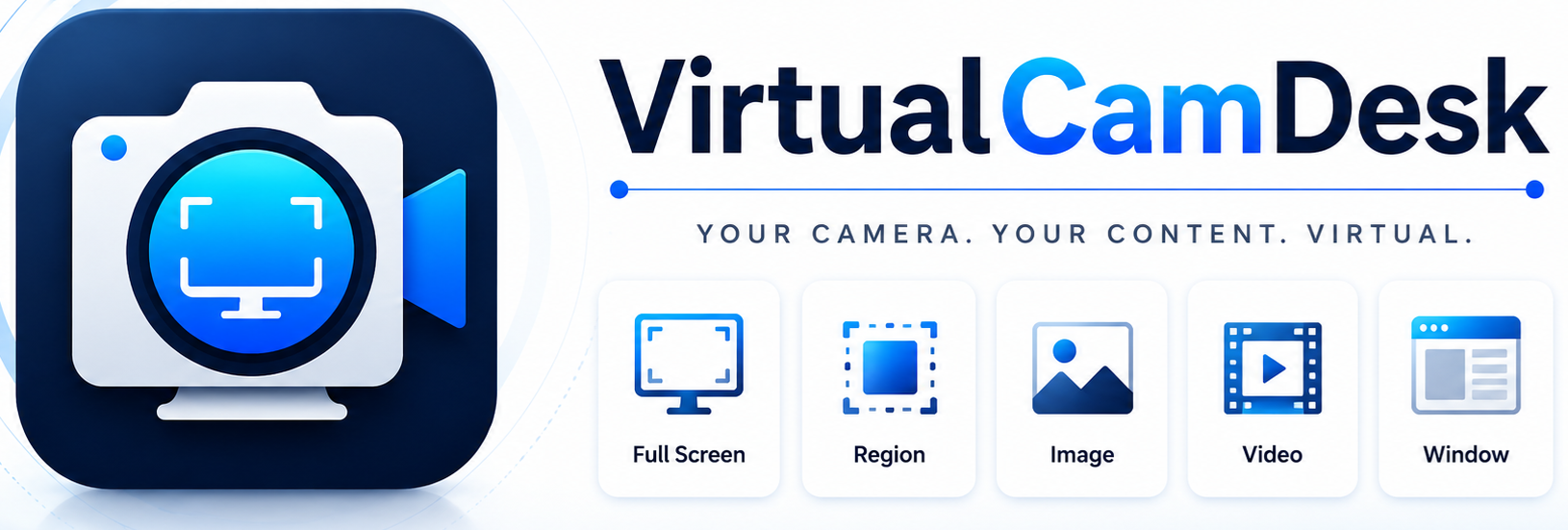 VirtualCamDesk &mdash; turn your screen, a window, or a video into a webcam