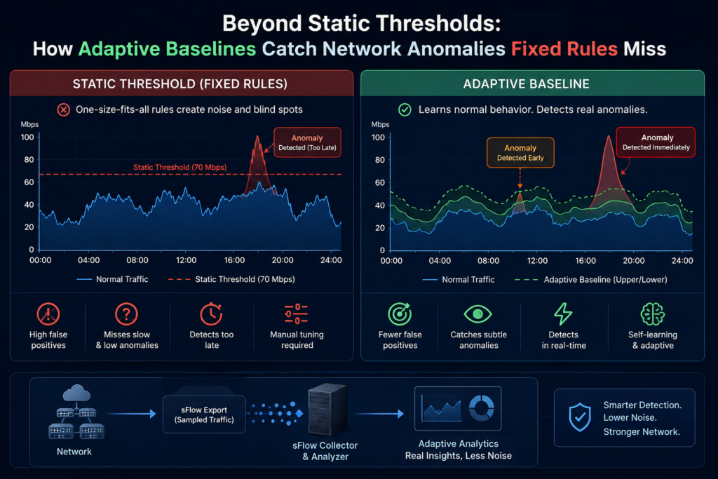 Beyond Static Thresholds: How Adaptive Baselines Catch Network Anomalies Fixed Rules Miss