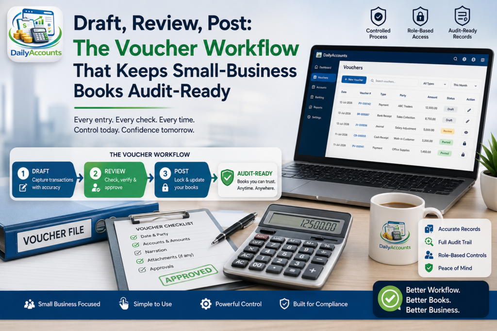 Draft, Review, Post: The Voucher Workflow That Keeps Small-Business Books Audit-Ready
