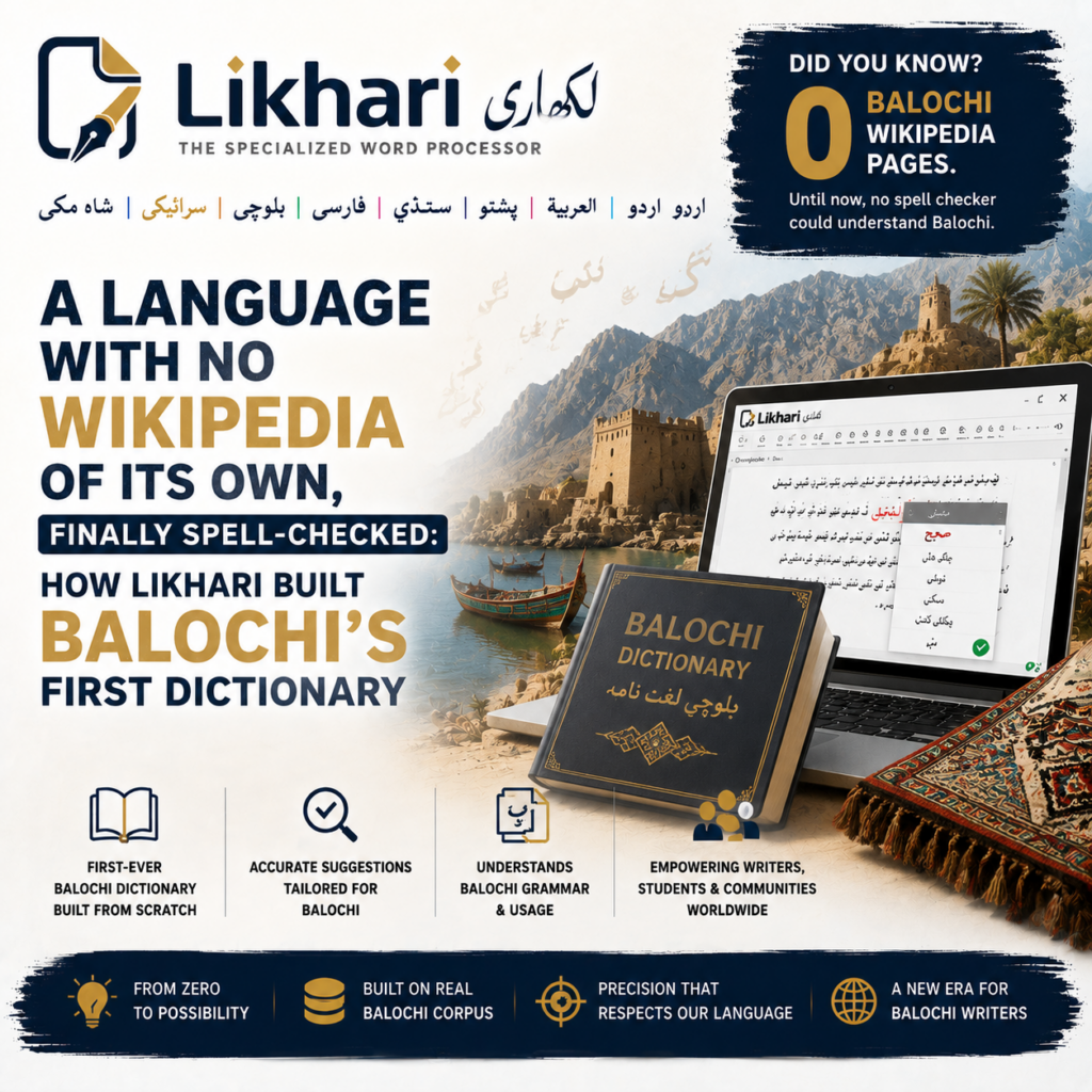 A Language With No Wikipedia of Its Own, Finally Spell-Checked: How Likhari Built Balochi’s First Dictionary