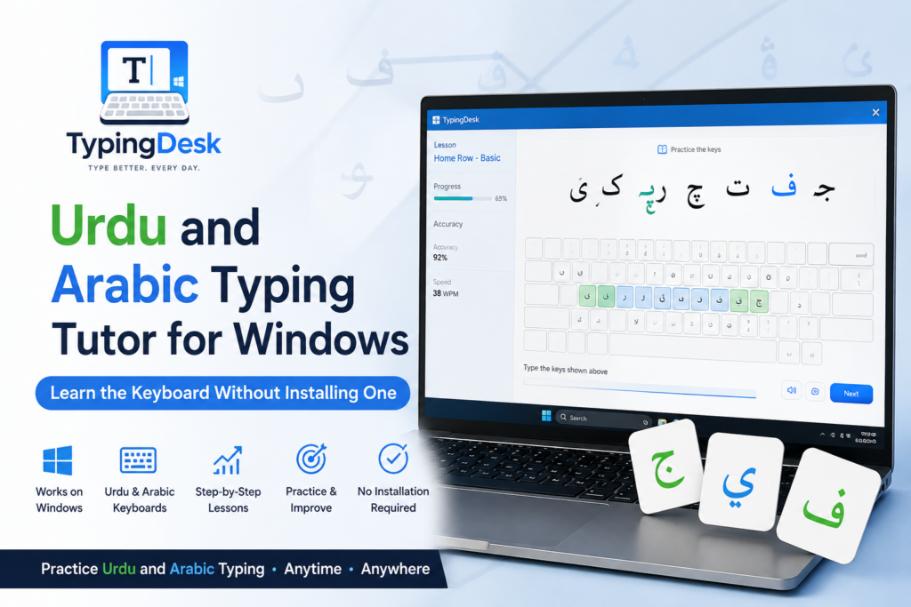 Urdu and Arabic Typing Tutor for Windows: Learn the Keyboard Without Installing One