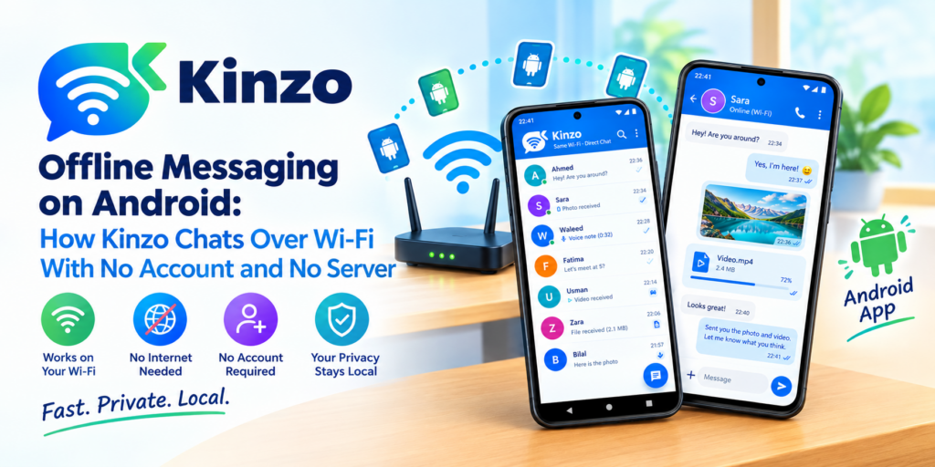 No Server in the Middle: Introducing Kinzo, the Wi-Fi Messenger for Android