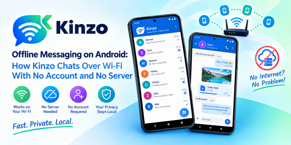 Offline Messaging on Android: How Kinzo Chats Over Wi-Fi With No Account and No Server