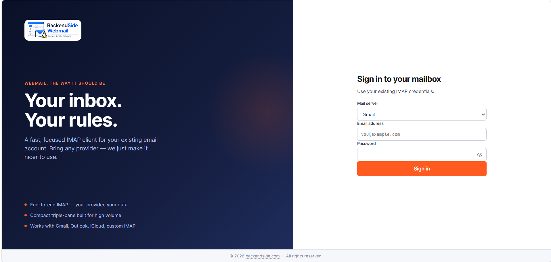 Login page